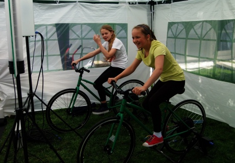 Imperial Festival - the water cycle stand - girls on a bike