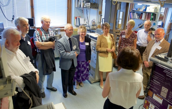 Professor Lesley Cohen explaining monopole magnets to a sceptical audience