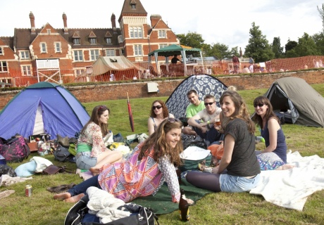 People camping and smiling at Silfest