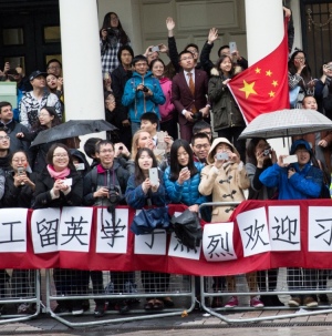 crowd of chinese students on exhibition road