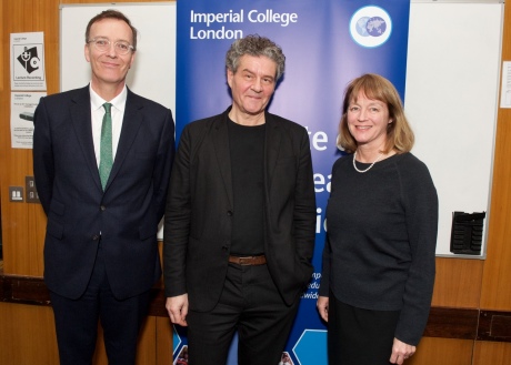 Left to right: Rector of the RCA, Dr Paul Thompson, Speaker Michel Mossessian and Imperial President Professor Alice Gast  