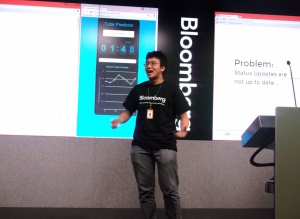 Bryan present his hackathon package at Bloomberg