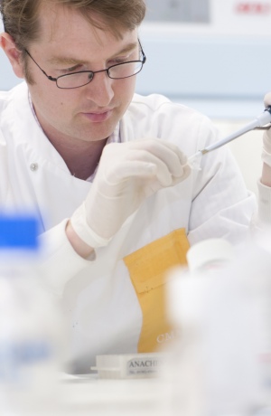 Dr Tregoning in the lab where he works on vaccines for respiratory infections such as flu