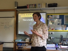 Emma Passmore talking to year 10 secondary school students