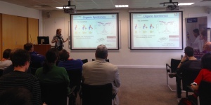 Dr Sandrine Heutz delivers to a seminar with several audience members