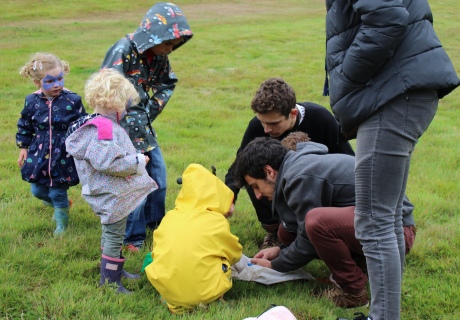 Children find a cricket during bug hunt at Silwood park