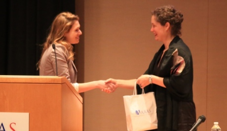 Miriam accepts her award (Pic: AAAS/Jonathan Drake)