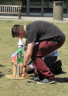 Student during exercise on Queen's Lawn