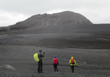 Julie Prytulak conducting fieldwork in Iceland