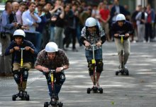 Students put designs to the test in end of year scooter race