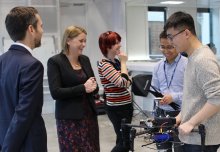 Aviation Minister visits Imperial's new Aerial Robotics Lab