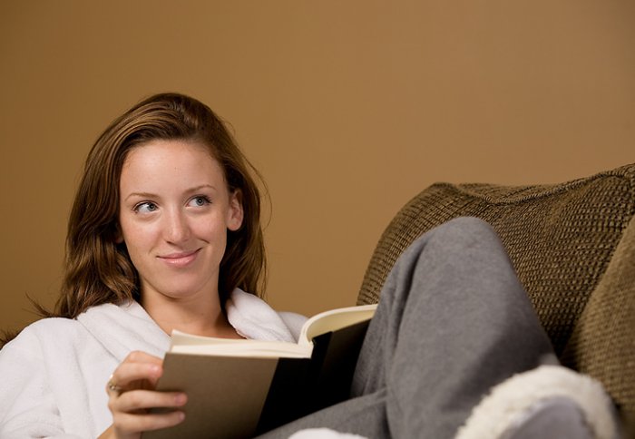 Girl reading at home