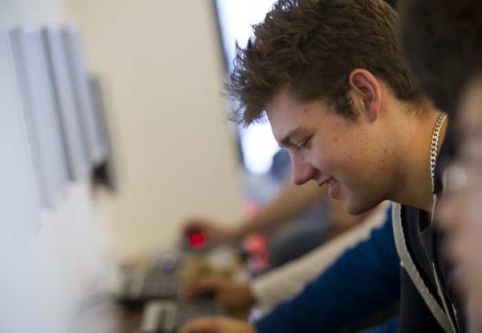 Student in the Library Cafe