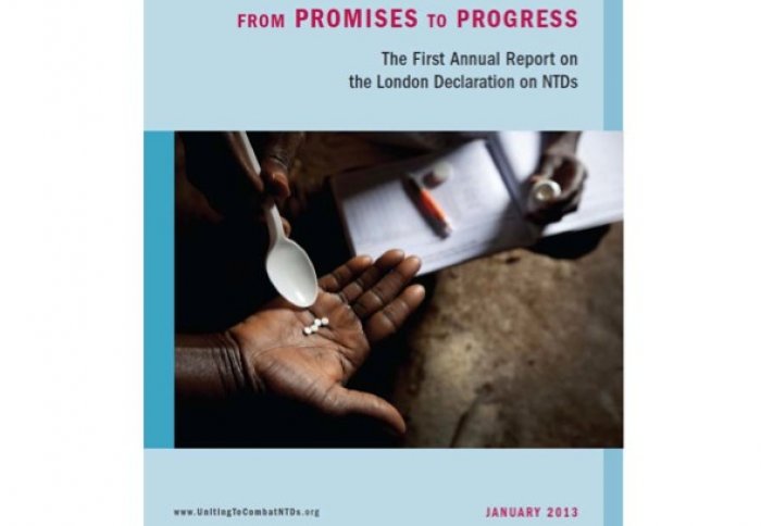 front cover 'From Promises to Progress: The First Annual Report on the London Declaration on Neglected Tropical Diseases
