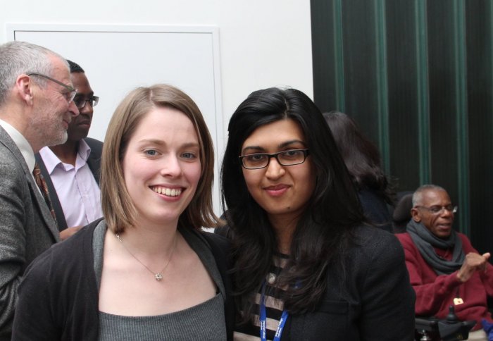 Leyla Okhai, Staff Disabilities Adviser with a participant from Calibre