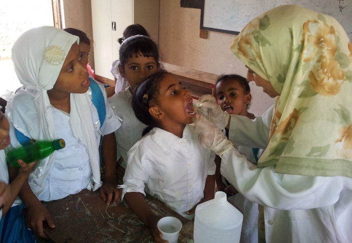 Students receiving praziquantel and albendazole treatment for schistosomiasis and soil-transmitted helminths