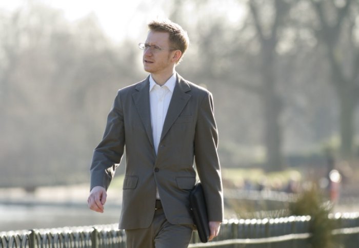 Man in suit walking