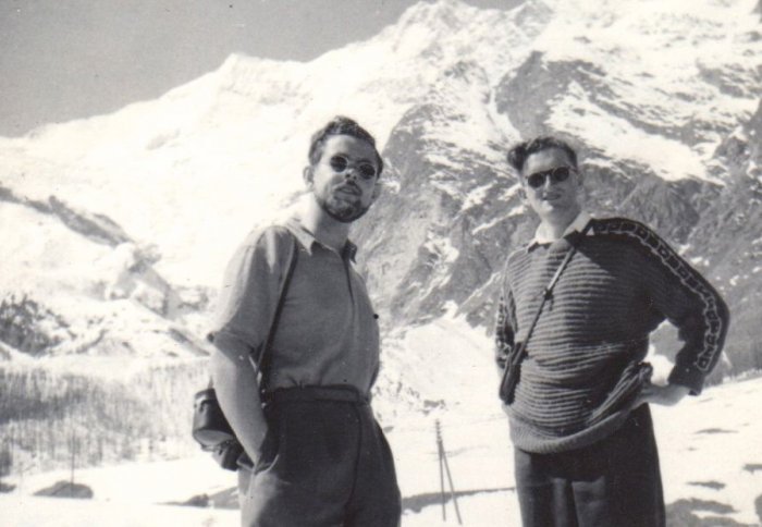 Alumni Bev Statham and Alan Roberts on a skiing holiday in 1957