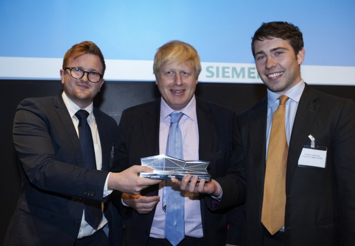 The winning team with Boris Johnson