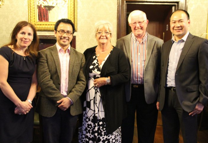 Dr Amanda Varnava, Dr Kevin Leong and Dr Fu Ng with Shelagh and Peter Bagshaw - co-founders of Dan's Trust and parents of Daniel Bagshaw