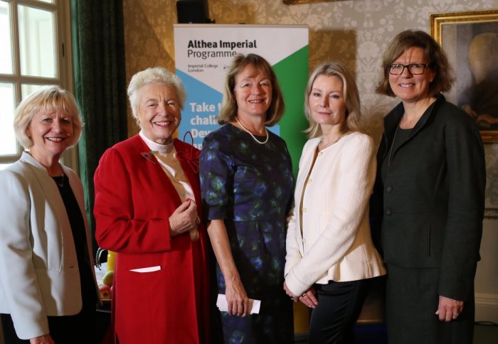 Professor Maggie Dallman, Dame Stephanie Shirley, Professor Alice Gast, Alexsis de Raadt-St. James and Sherry Couto