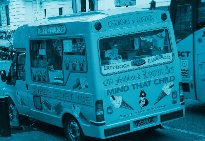 An ice cream van.