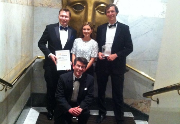 Receiving a TVE Global Sustainability Award at the BAFTA theatre