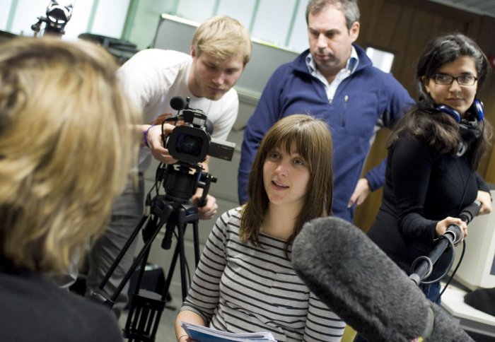 An MSc Student from Science Media interviews a subject.