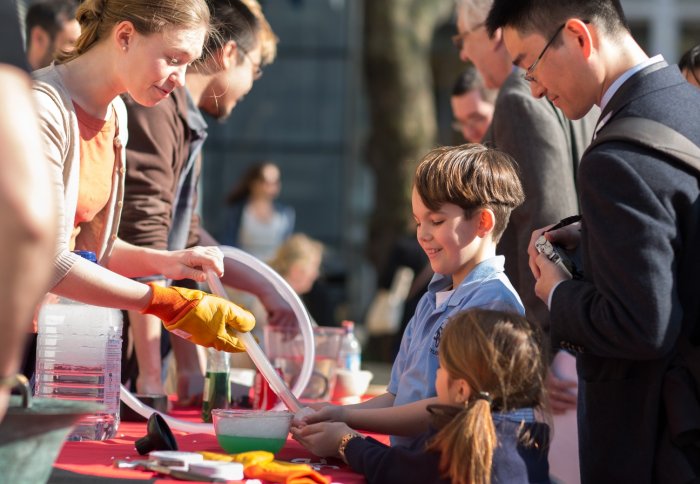 Visitors get hands-on with the science buskers