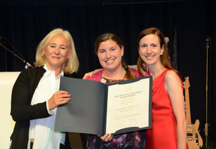 Pamela Agar and Beth Elzer receive an award