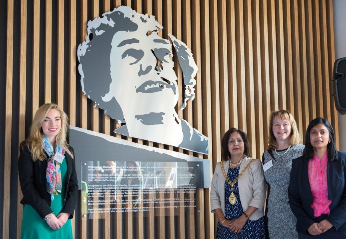 Lucinda Sandon-Allum, Councillor Kaur-Dheer, Alice Gast and Rupa Huq MP at the opening of Woodward Buildings