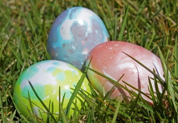 Easter eggs in the grass