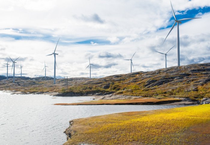 Wind turbines on a hill