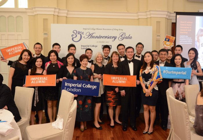 The Imperial College Alumni Association of Hong Kong pose for a photo with Alice Gast