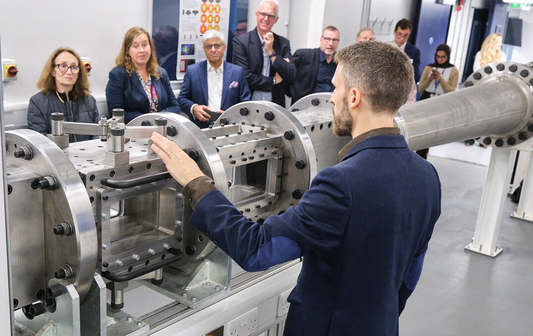 Paul Bruce, Reader in High-Speed Aerodynamics, talking to visitors