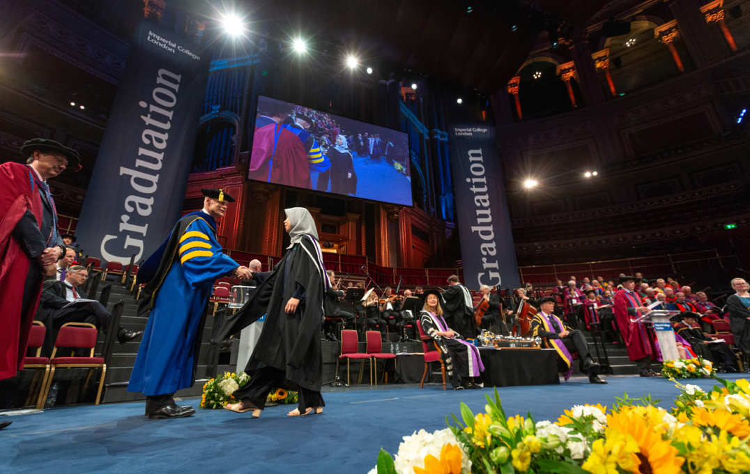 A student graduating