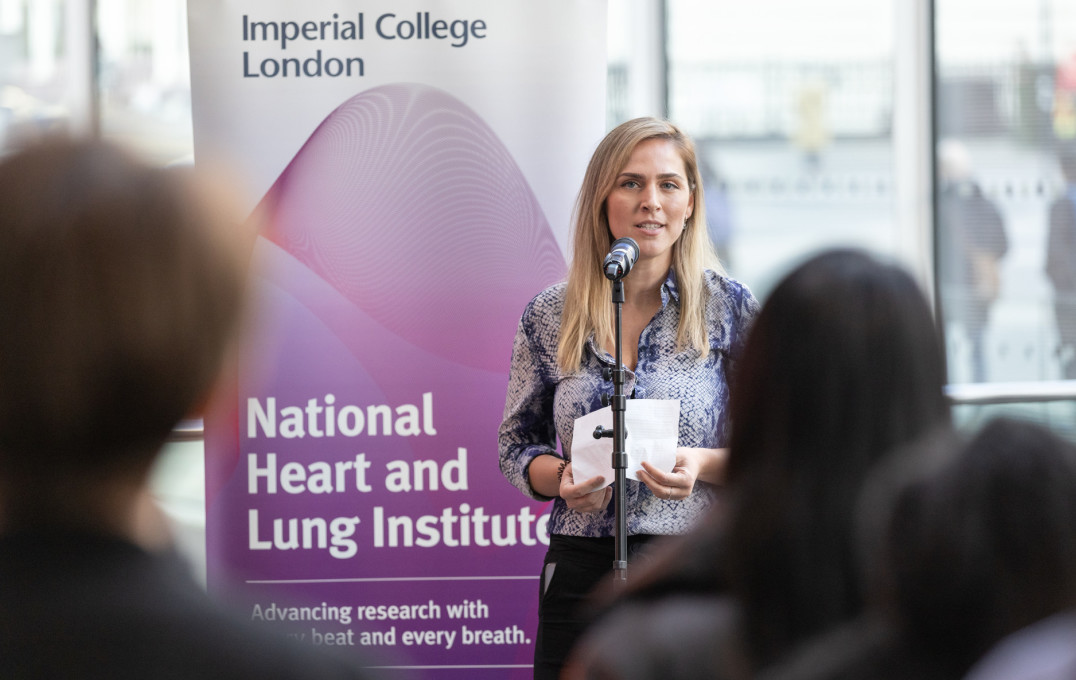 Blerina talks to audience