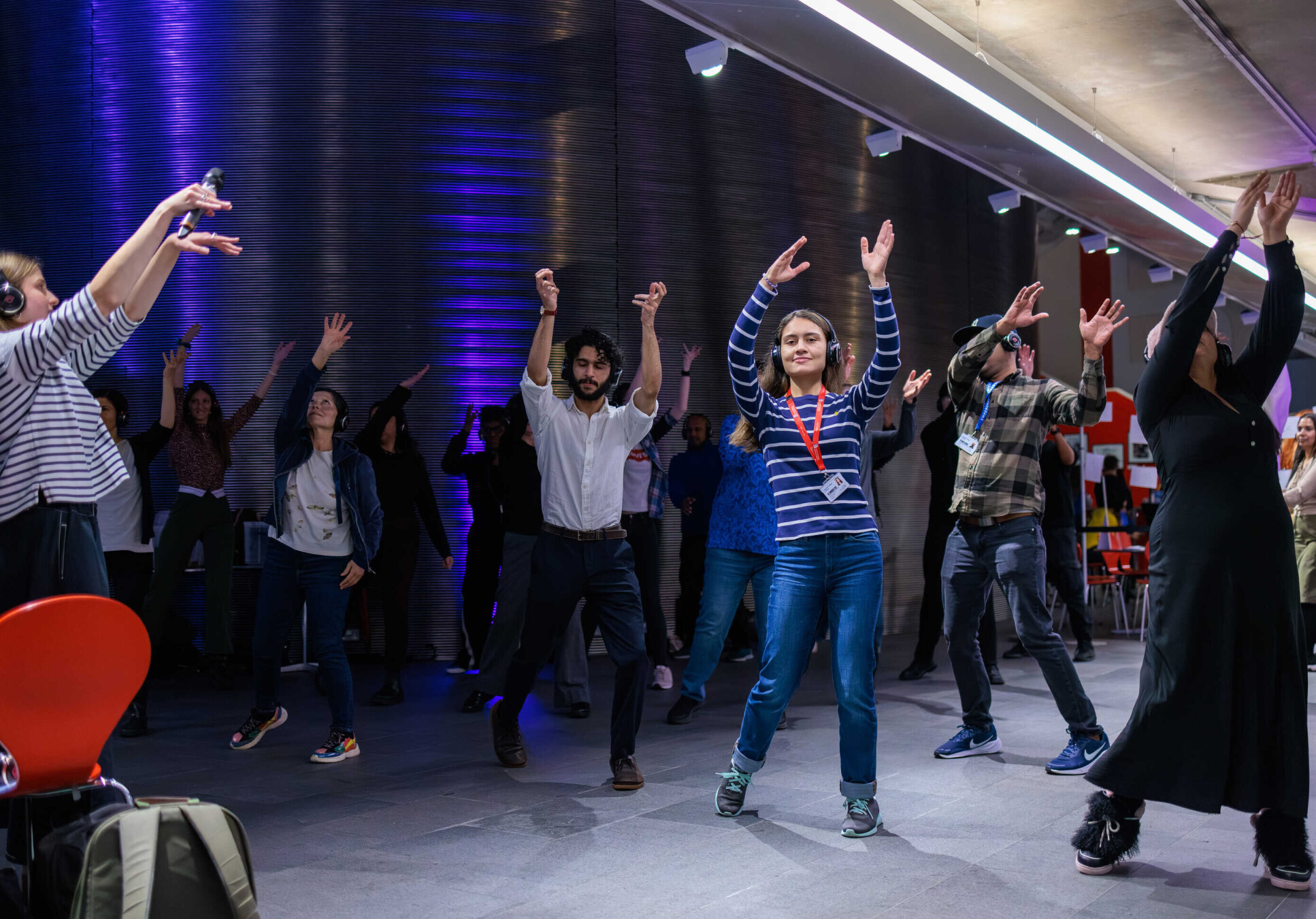 People at a silent Bollywood disco
