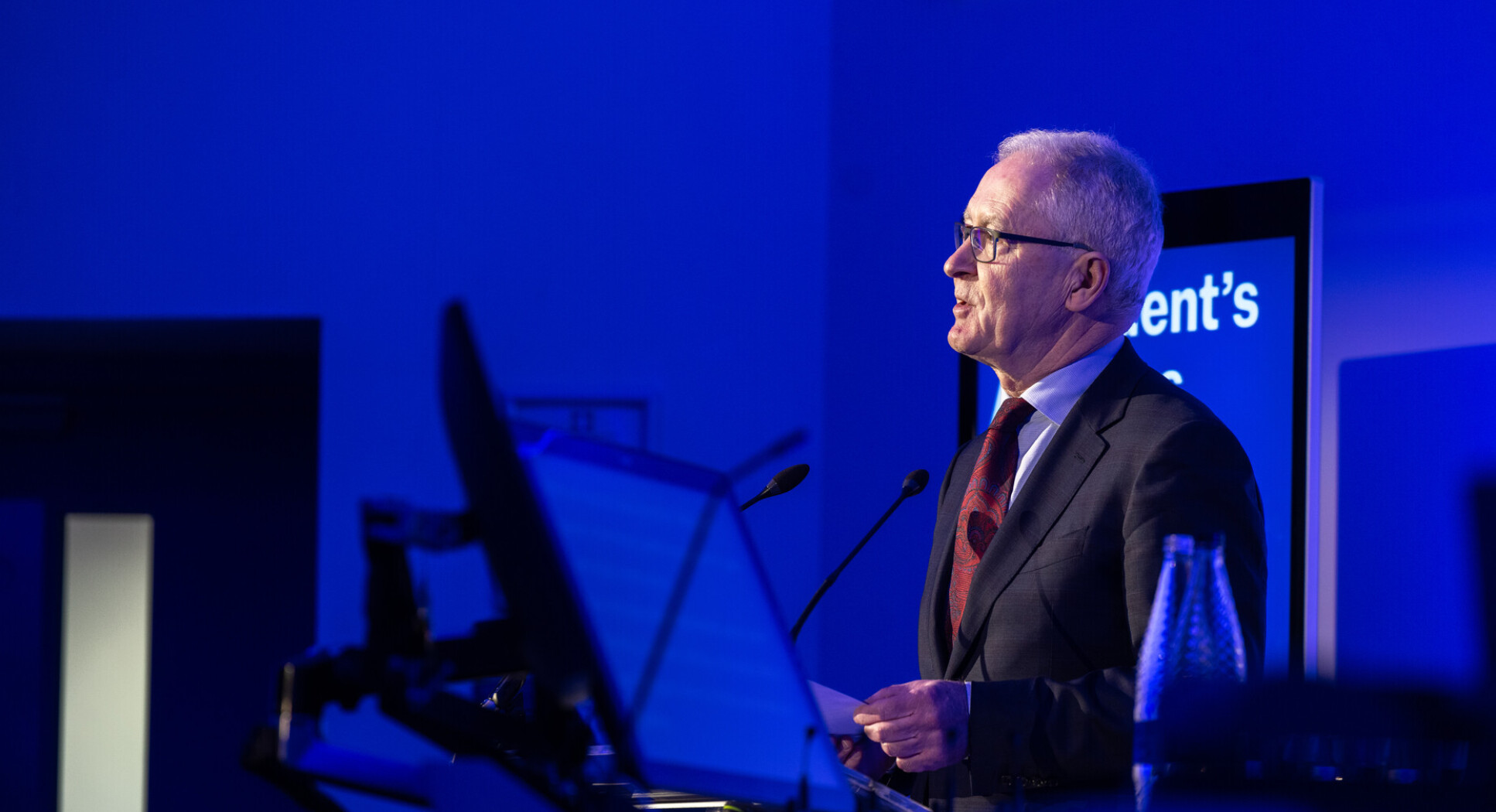 Professor Hugh Brady delivering the 2025 President's Address at Imperial College London.