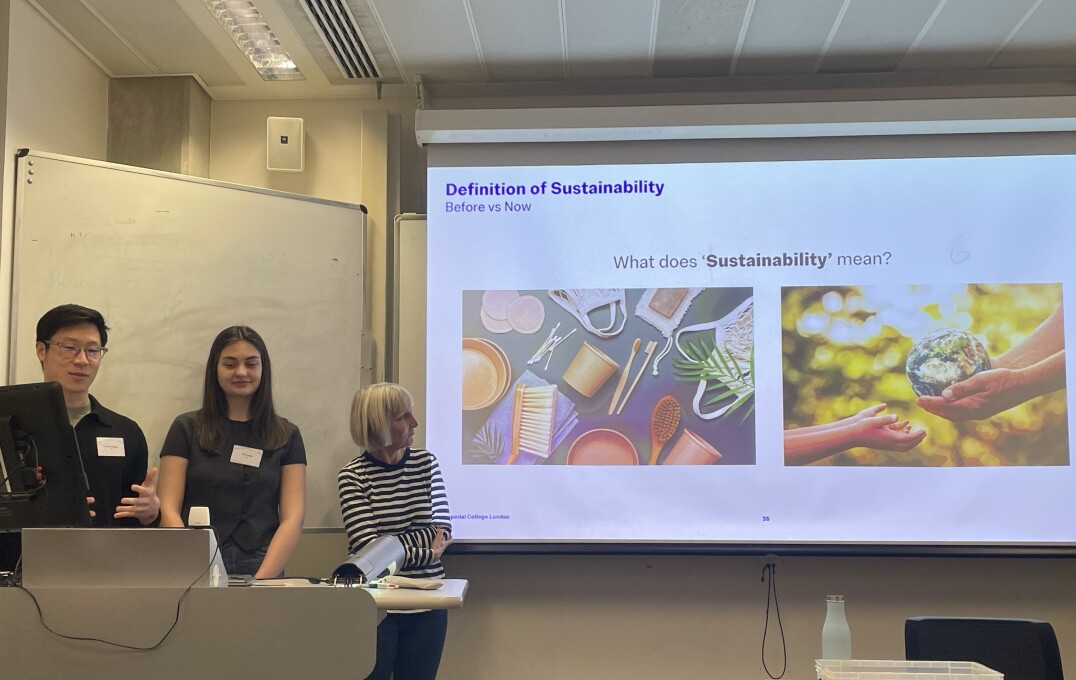 Junwon Hwang presenting slide "Definition of Sustainability"