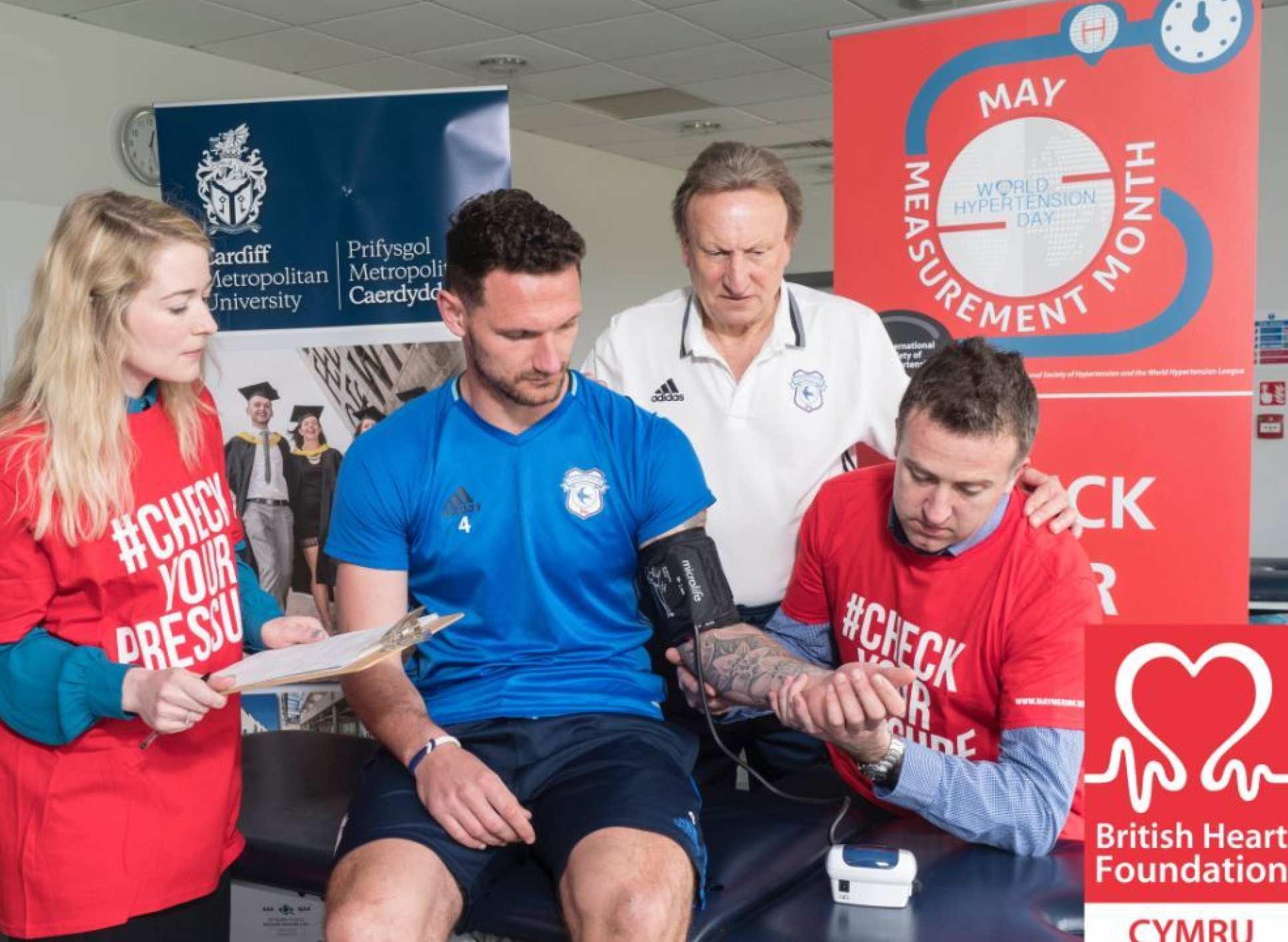 football player has blood pressure taken