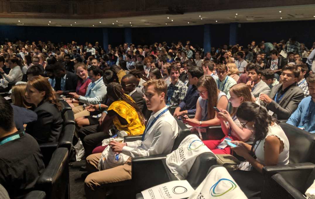 Students watching talk