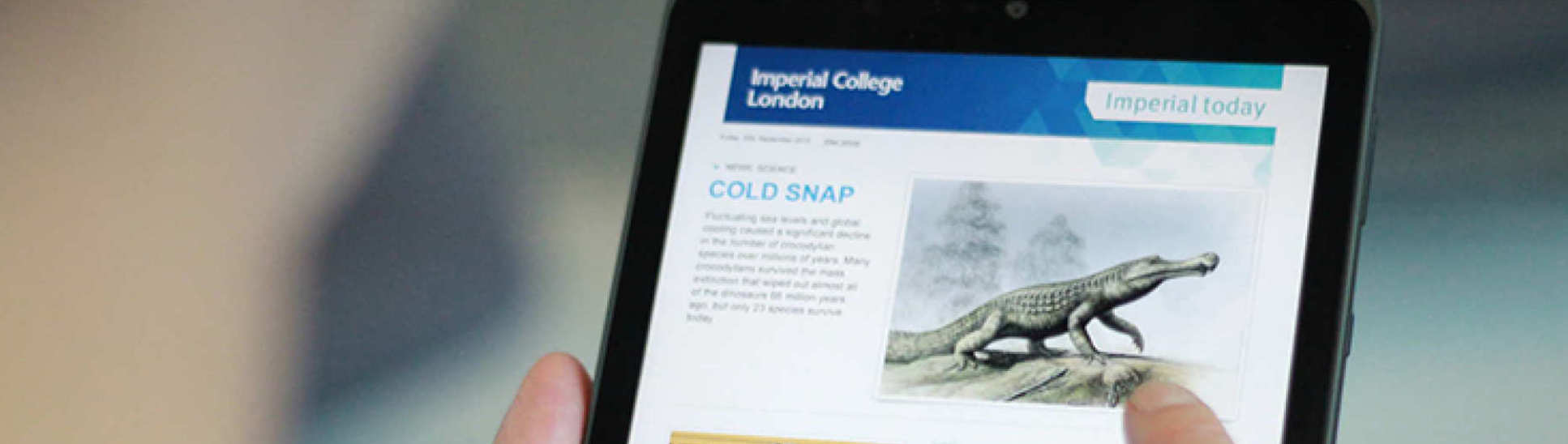 Imperial Today email on an ipad