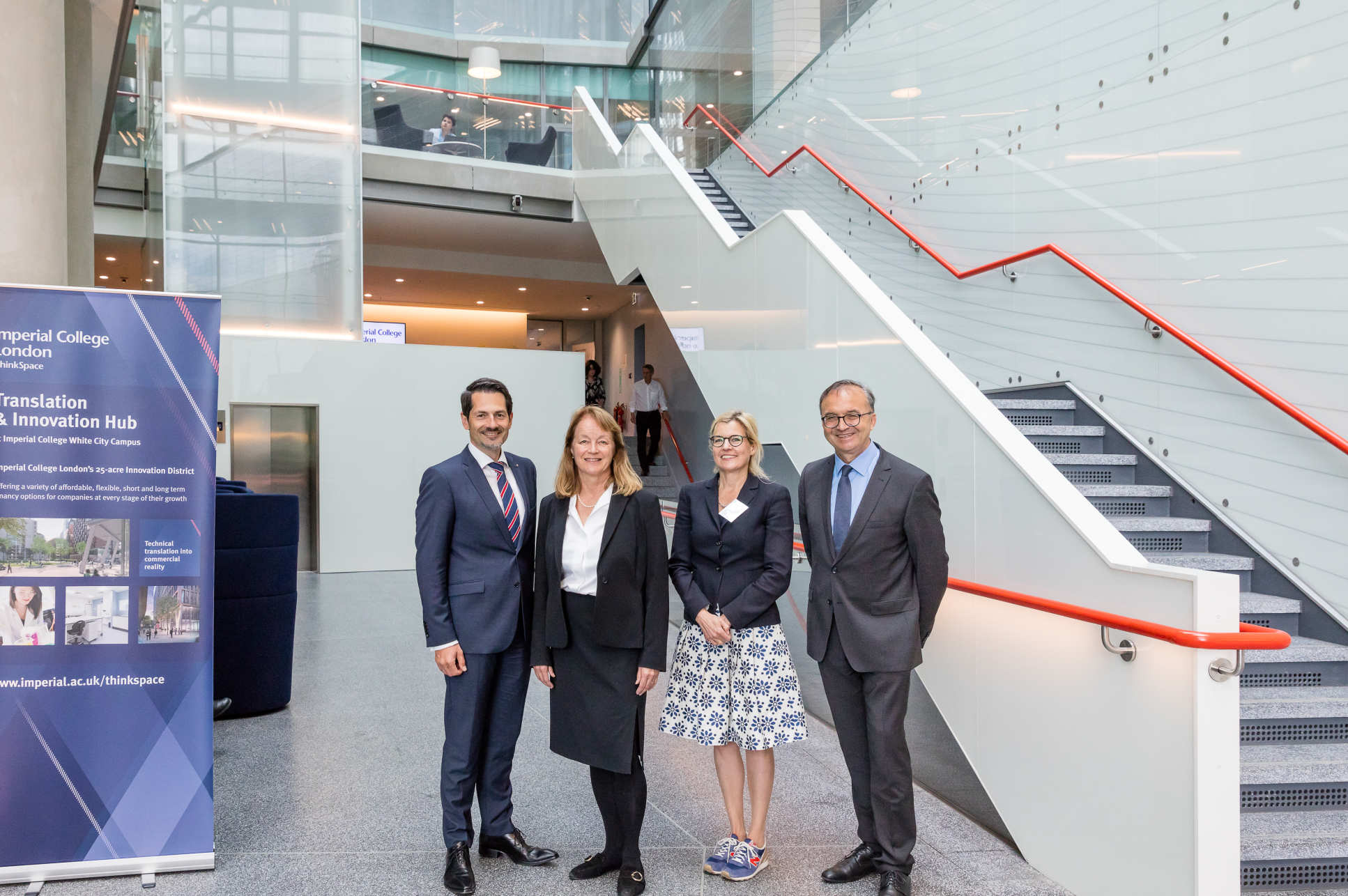 Professors Thomas Hofmann, Alice Gast, Juliane Winkelmann and Gerhard Mueller in the I-Hub