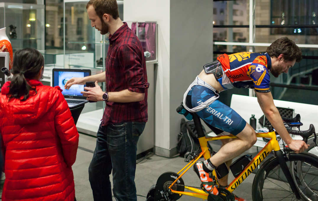 A cyclist with sensors