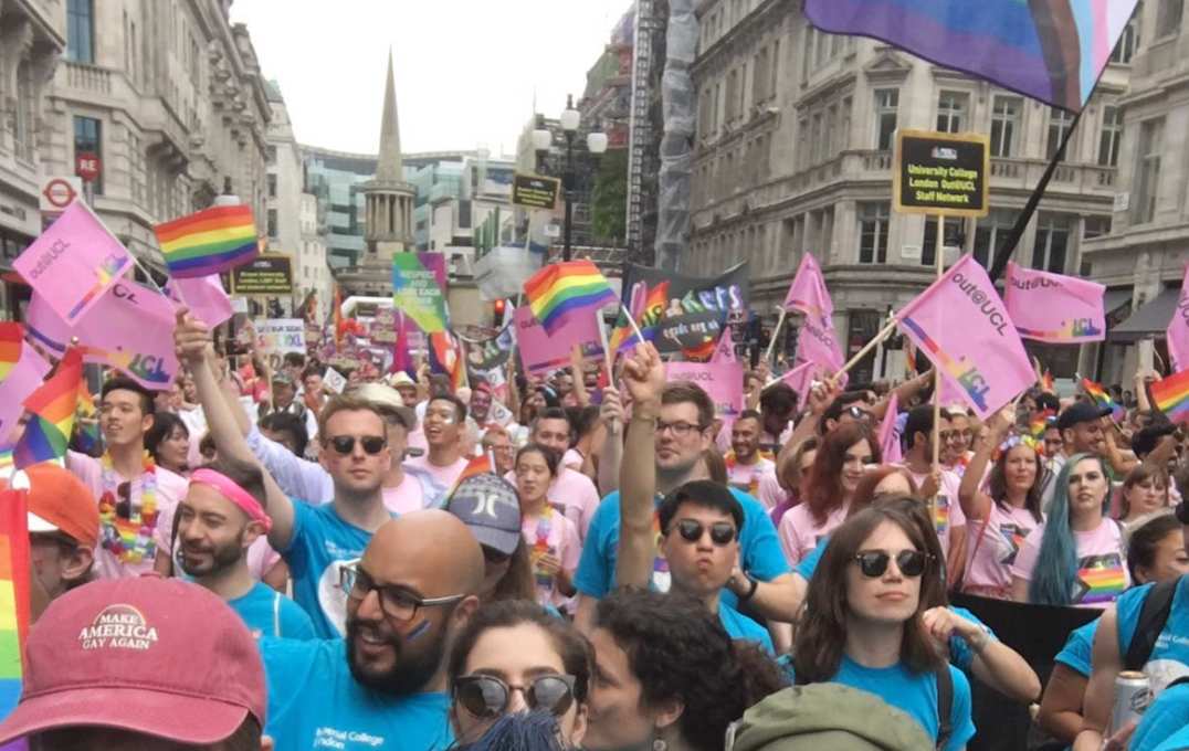 Imperial 600 at pride - group march on street