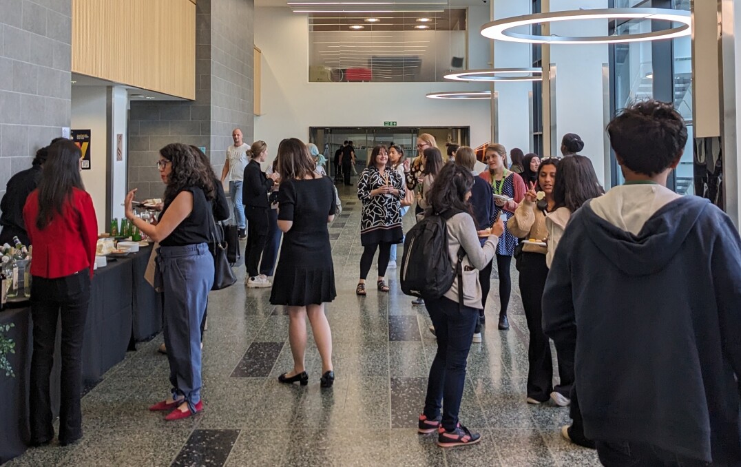 Networking session in a lobby area