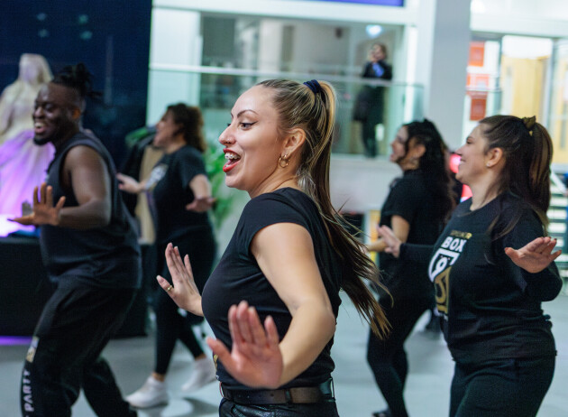 People smiling and dancing