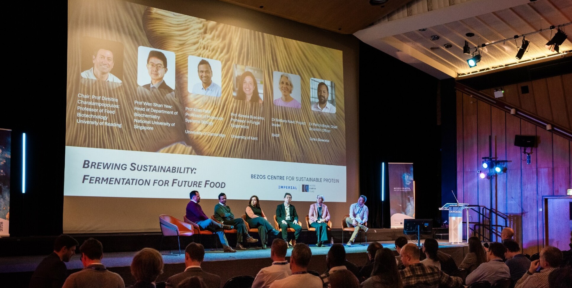 A panel on 'fermentation for future food' at the Bezos Centre for Sustainable Protein event.