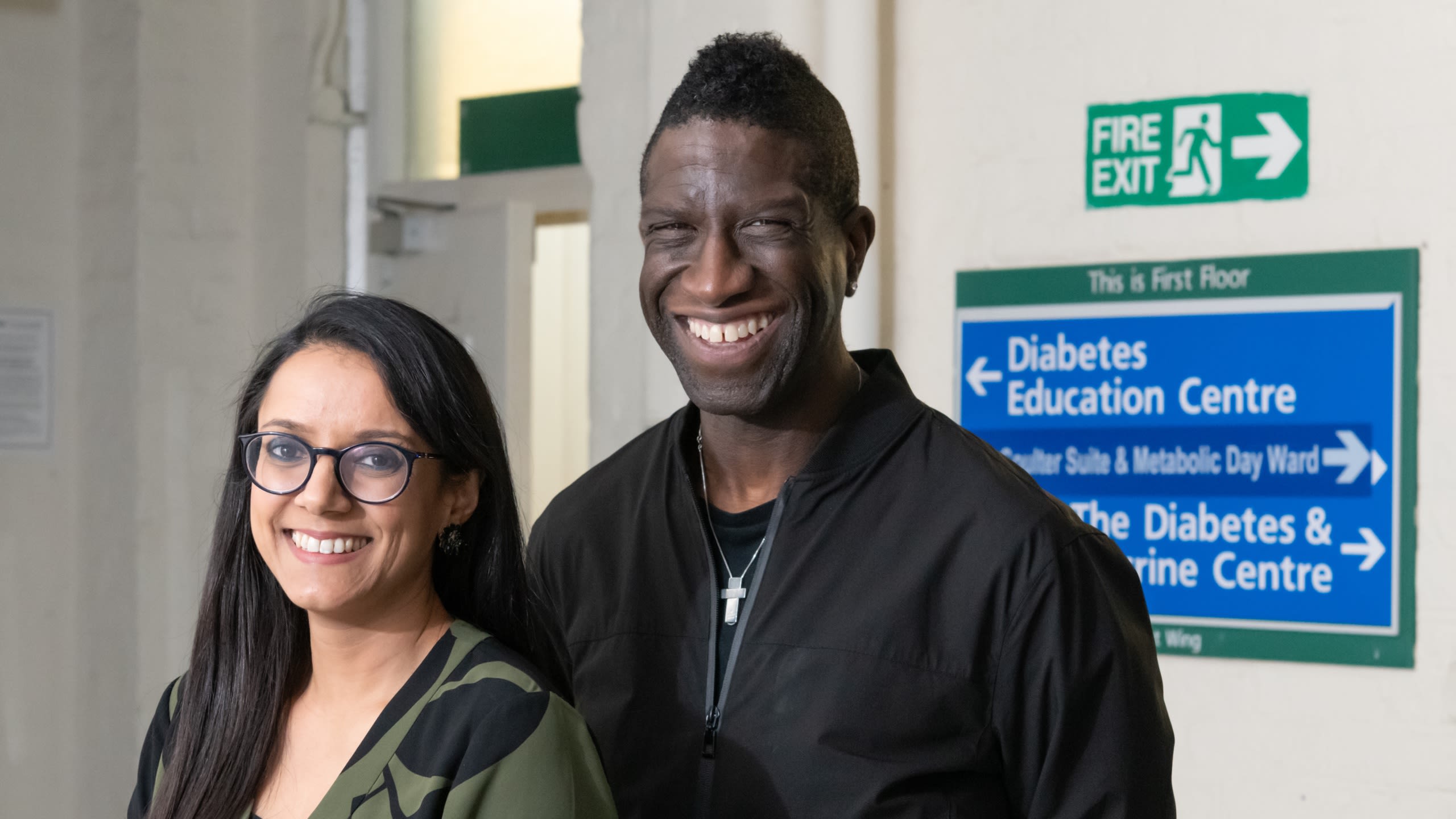 Professor Bryony Dean Franklin with Charles Boucher at Charing Cross Hospital